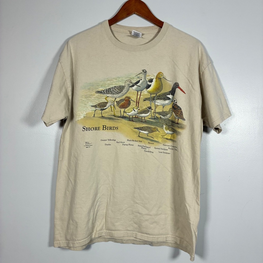 Shore Birds Graphic Cape Cod Bird Watcher's Tee L Gorp Birding Coastal Souvenir